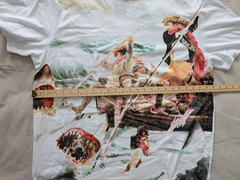 AKOO Men’s 4XL White Graphic T-Shirt NWT Shark Boat Print Short Sleeve Tee