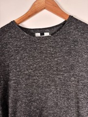 Topman Elongated Longline T-Shirt Mens Medium Charcoal Grey Marl Slim Fit