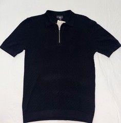 H&M Slim Fit Tight-knit Polo Shirt With Half Zip Size Medium