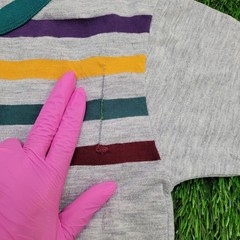Vintage 80s MOD Stripes Blank Shirt Teens XS 12×19 Gray USA