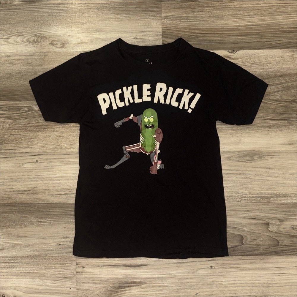 Ripple Junction Adult Swim Pickle Rick Graphic Black Cotton Crew Neck Tee S