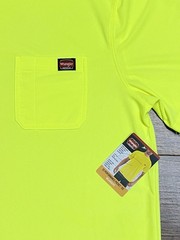 NWT Wrangler Workwear Neon Yellow Hi-Vis Short Sleeve Pocket Tee T Shirt XL