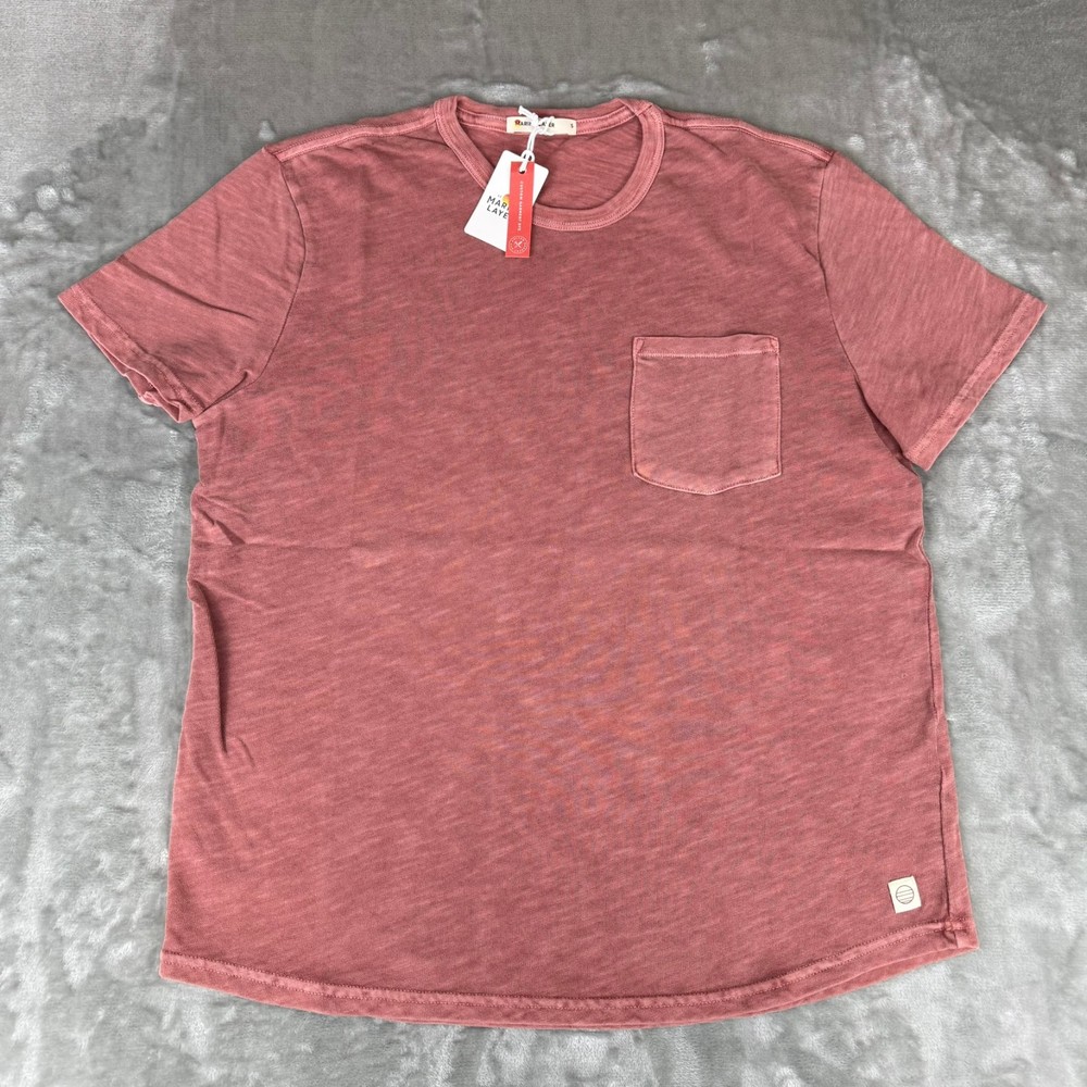 Marine Layer Vintage Heavy Slub Pocket Tee Mens Small Marsala Red Soft $54 NWT