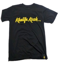 Wiz Khalifia KUSH Shirt Black Yellow Lettering Graphic Print Soft Weedsize Med