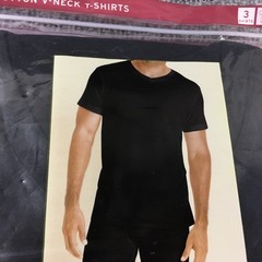 Merona 3 Pack Men’s Black V-Neck T-Shirt Small 34-36 S Cotton NEW 2012