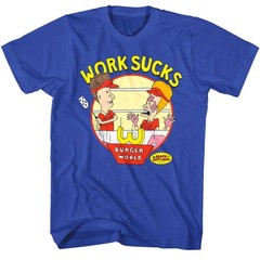 Beavis and Butthead Work Sucks Men’s T Shirt Flipping Burger World MTV Spatula