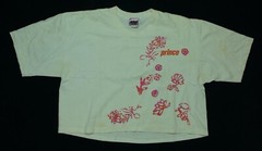 Rare Vintage PRINCE Sports Wear Spell Out Flowers Crop Top T Shirt 80s 90s OSFA