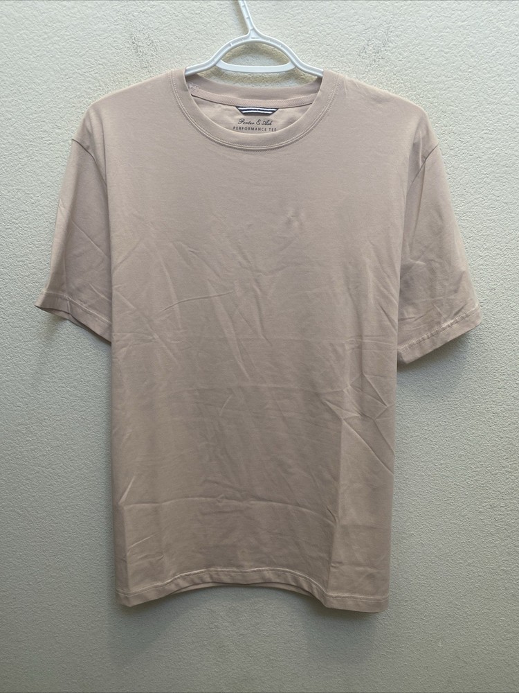 NEW Porter & Ash Men’s Large Dark Beige Performance Tee Crew Neck T-Shirt NWT