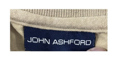 JOHN ASHFORD’S BUTTON/COLLAR/POCKET UNISEX POLO TAN/BLACK SHIRT SIZE ADULT S