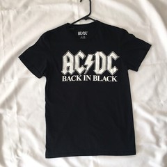 AC DC T Shirt Mens size S Black Graphic Back In Black Short Sleeve Tee Rock Band