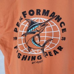 Columbia PFG Shirt Men’s Size Large Orange Short Sleeve Fishing Logo Outdoor