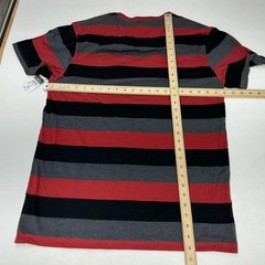 Carbon Shirt Mens 2XL Red Gray Black Stripe V Neck Short Sleeve Tagless