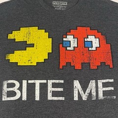 Pac-Man Bite Me Gray Stressed XL T-Shirt C-Life Group Ltd.Mexico