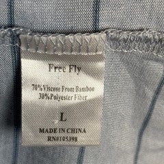 Free Fly T-Shirt Men’s Large Blue Stripe Performance Bamboo Pocket Short Sleeve