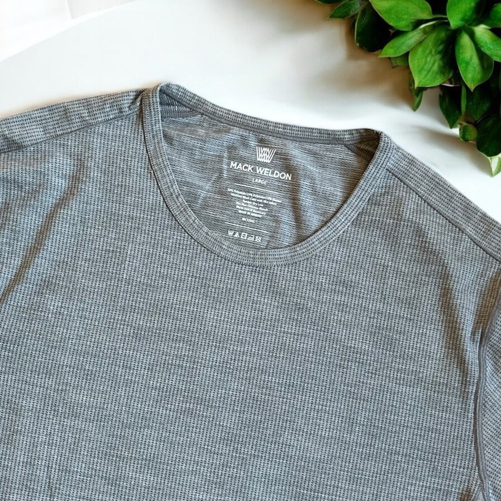 Mack Weldon Performance Crew Neck T-Shirt Mens Sz Large Gray Short Sleeve Waffle