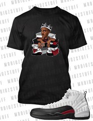 King J Sitting on Sneaker Boxes Big & Tall Graphic Tee to Match J12 Red Taxi