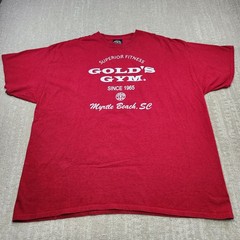 Golds Gym Shirt Men 2XL Bodybuilding Red Myrtle Beach USA Made Training