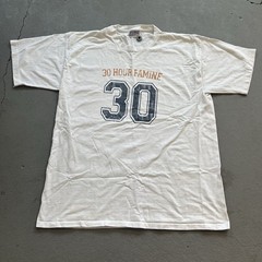 Vintage 30 Hour Famine Graphic T Shirt Charity Event White Tee Size XL Large