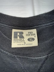Black Faded Russel Athletic Pro Cotton Tee Size XL Essentials Y2K Essentials