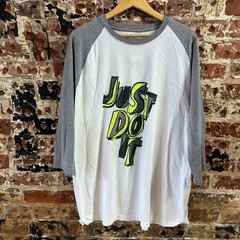 Nike Just Do it Gray White 3/4 Sleeve Baseball T-Shirt Graphic Mens 2XL
