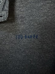 Ted Baker London Long Sleeve Henley Charcoal Marl Geometric Placket Size S