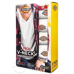 NEW Dickies Mens 5-Pack T-Shirt V-Neck Undershirt White Tee Shirt NIB – Medium