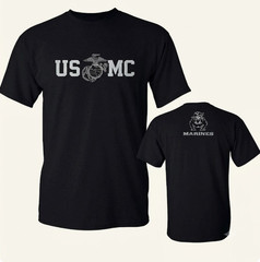 Lucky Ride Marine Corps Bull Dog Front and Back USMC Men’s Military T-Shirt