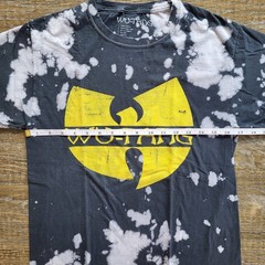 Wu-Tang Clan Bleach Wash Graphic T-Shirt Mens Small Black Yellow Logo Hip Hop