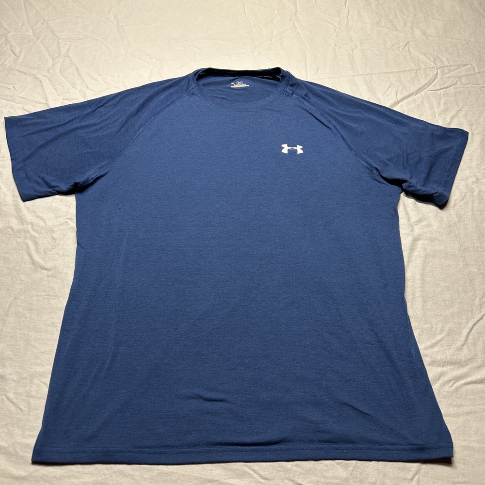 Under Armour Heatgear T-Shirt Men’s Adult Large Loose Blue Gym Running Training