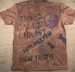 Word of God Faith Christian Graphic Print Men’s T-Shirt Brown Short Sleeve L