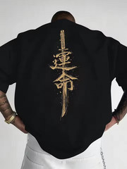 Men’s T-Shirt Japanese Samurai Sword Y2K Graphic Print Regular Fit Casual