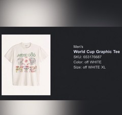 Abercrombie & Fitch World Cup Vintage Style Tee