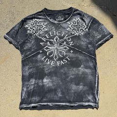 Affliction Men’s T-Shirt XL Vintage y2k grey distressed made in USA