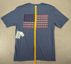 Johnnie-O T-Shirt Mens Small Blue SS Surfing 🏄 Patriotic Flag Crew Neck
