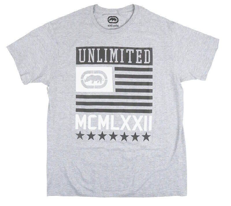 Ecko Unltd Men’s T-Shirt Gray Heather with white design Graphic T-Shirt E022T220