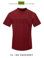 Men’s Italian fashion Burgundy Short Sleeves Crew Neck T-shirt Medusa Greek Key