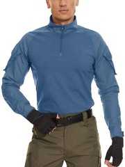 Men’s 1/4 Zip Shirts Long Sleeve Ripstop Top Outdoor Work Hiking Training Shirts