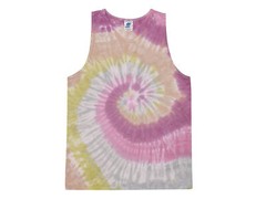 Multi-Color Tie Dye Tank Tops Sleeveless T-Shirts Adult Medium Colortone Cotton