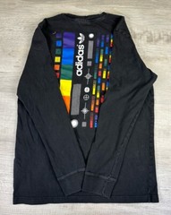 Adidas Long Sleeve Shirt Black Rainbow Graphic Logo Chest 39” Length 27” Mens M