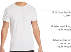 Hanes Men’s White Crewneck T-Shirt 6-Pack Undershirt Tee TAGLESS size L 42-44″
