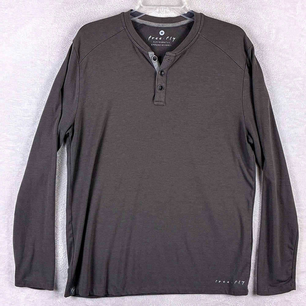 Free Fly Henley Shirt Mens M Gray Bamboo Lightweight Stretch Preppy Outdoors