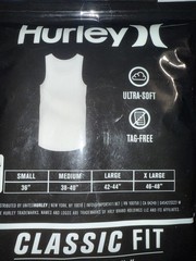 Hurley ~ Men’s 3-Pack Ribbed Tank Cotton Blend Tag Free White ~ M(38-40)