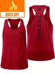 NELEUS ‘Dry Fit Logo Muscle’ Mesh Tank Top Men’s L Gym Workout Exercise Red NEW!