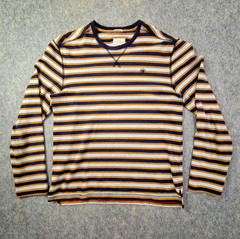 Fat Face Brand Shirt Men’s Size L Multi Stripped Cotton Long Sleeve Crewneck Tee