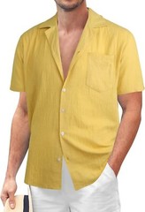 Mens Button Down Hawaiian Floral Shirt Casual Beach Vacation Tropical Top
