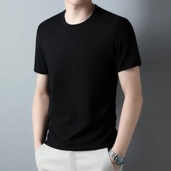 Summer High-End New Mulberry Silk Round Neck T-shirt Men’s Thin Pure Color Silk