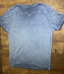 Diesel Grey V-Neck T-Shirt Mens Large Faded Washed Cotton Minimal Designer Casua