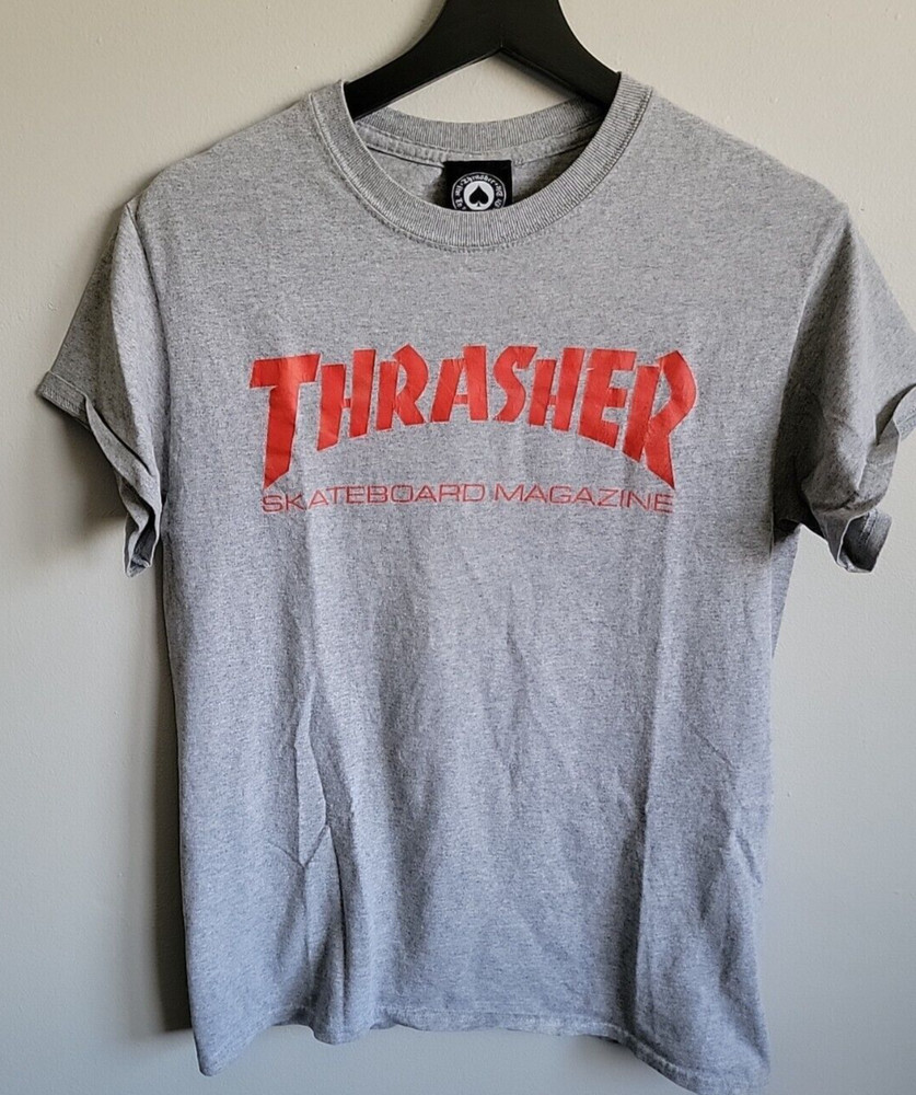 Thrasher Magazine Gray and Red Size Small Short Sleeve Skateboard Shirt