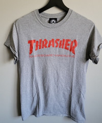 Thrasher Magazine Gray and Red Size Small Short Sleeve Skateboard Shirt