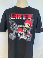 Betty Boop Motorcycle T-Shirt Lady Rider Biker Babe Angel Wings Uni-Sex Small